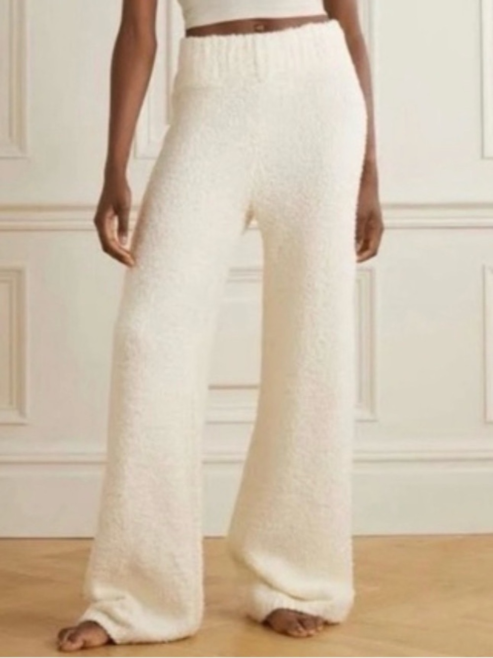 Skims cozy knit pants, bone/off white side S/M.